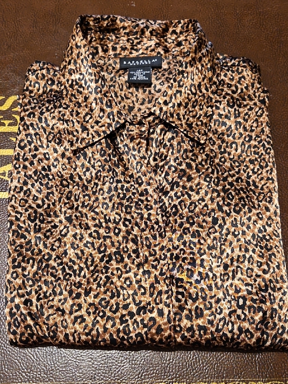 Rafaella Leopard Print Button-Down Shirt in Brown and Black